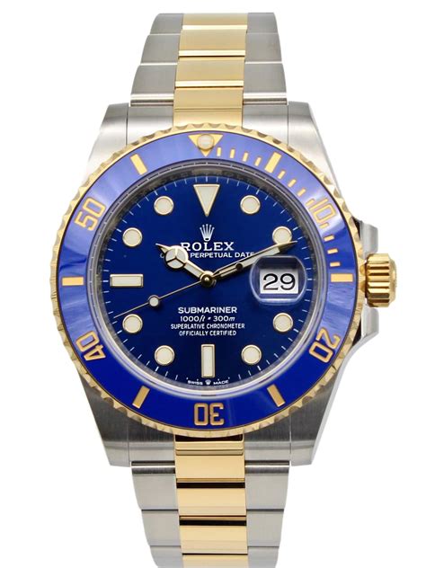 rolex submariner blue bezel blue dial two tone|rolex two tone submariner price.